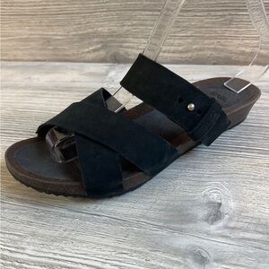 Teva Mahonia Slide Sandal black Nubuck leather size 8 SN 1106861 small wedge